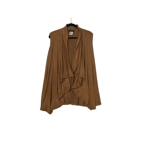 Travel Elements Cardigan Jacket Womens Plus Size 2X Suede Look Sleeveless Solid - Picture 9 of 10